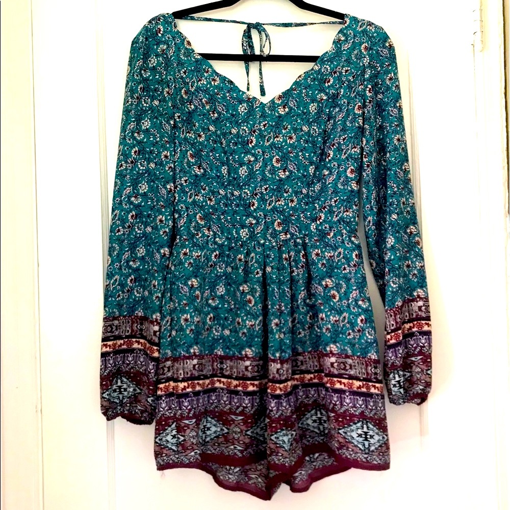 Floral long sleeve romper